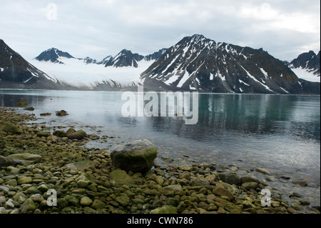 Gletscher in Magdalenefjord, Arktis, Spitzbergen, Svalbard Stockfoto