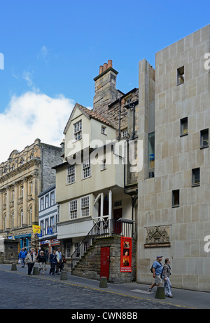 John Knox House und die Scottish Storytelling Centre. Die Royal Mile, Edinburgh, Mitte Lothian, Schottland, Vereinigtes Königreich, Europa. Stockfoto