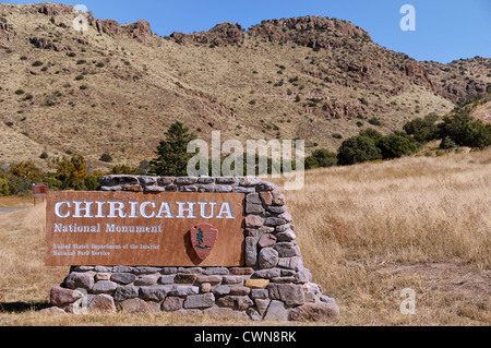 Grenze-Zeichen im Chiricahua National Monument in der Nähe von Willcox, Arizona, USA Stockfoto