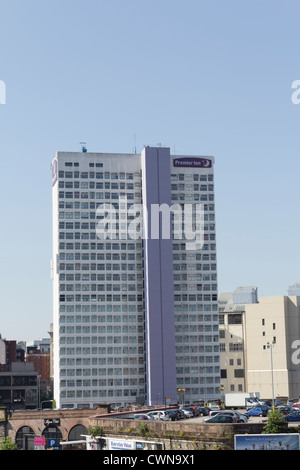 Manchester City Centre (MEN Arena/Printworks) Premier Inn Hotel Hochhaus auf Victoria Bridge Street, Manchester. Stockfoto