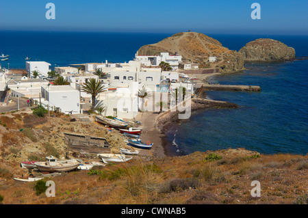 Cabo de Gata, Isleta del Moro, Fischerdorf, Cabo de Gata-Nijar Natural Park, Almeria, Spanien, Europa Stockfoto