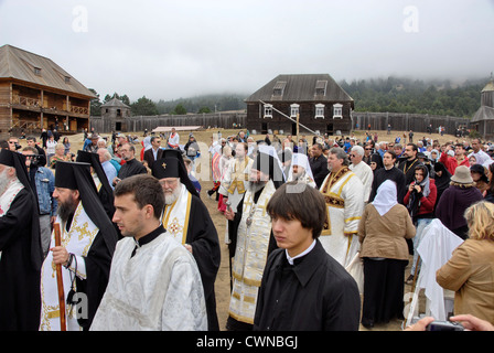 Russische orthodoxe Kirche Bicentennial Feier am Fort Ross State Historic Park. Stockfoto