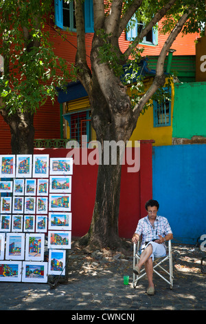 Bunte Häuser im Kommandobereich Caminito in La Boca. Buenos Aires, Argentinien Stockfoto