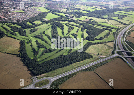 Luftaufnahme des Tempels Newsham Golf Course, Leeds Stockfoto