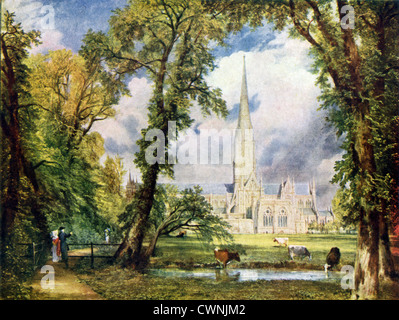 John Constable, einer englischen romantischen Maler gemalt diese Skizze mit dem Titel "Salisbury Cathedral aus dem bischöflichen Garten." Stockfoto