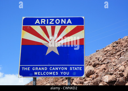 Herzlich Willkommen Sie in Arizona State Zeichen, Arizona, USA Stockfoto