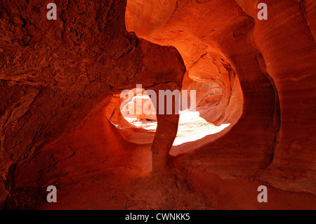 Windstone Arch Rock-Formation in einer kleinen Höhle zwingt Valley of Fire State Park Nevada USA geologischen Stockfoto