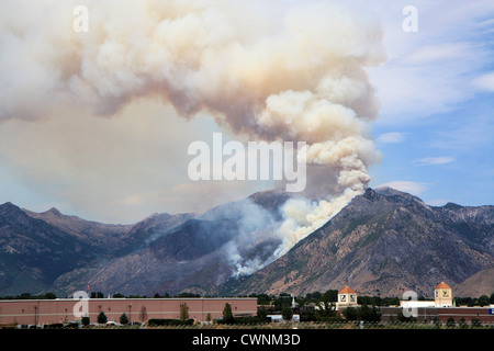 Waldbrand am 4. Juli 2012, im alpinen, Blick vom Lindon - interstate 15, Utah, USA Stockfoto