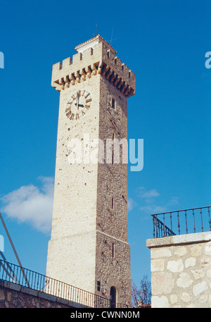 Mangana Turm. Cuenca, Castilla La Mancha, Spanien. Stockfoto