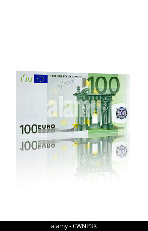 Ein 100 Euro-Banknote, hundert Euro auf 100 % weißen Hintergrund isoliert Stockfoto
