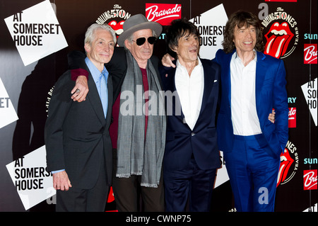 Ronnie Wood, Charlie Watts, Keith Richards und Mick Jagger, von der britischen Rockband The Rolling Stones. Stockfoto