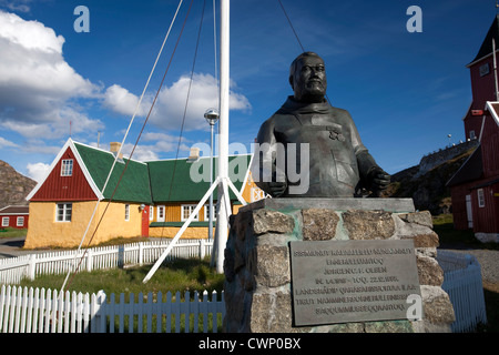 Statue von Jorgen CF Olsen, einer der Gründer der Selbstverwaltung Regierung in Grönland Stockfoto