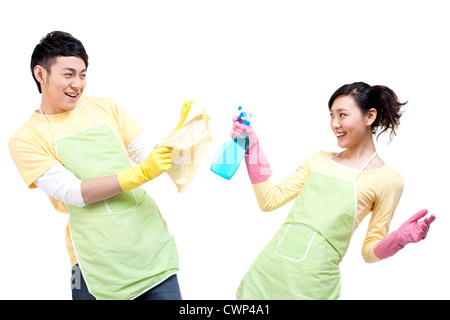 Glücklich Hausarbeit Zeit Stockfoto