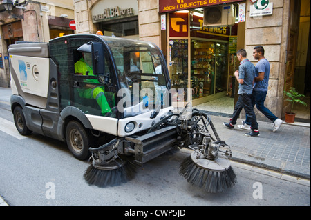 Sauberer Straße Kehrmaschinen in Barcelona, Katalonien, Spanien, ES Stockfoto