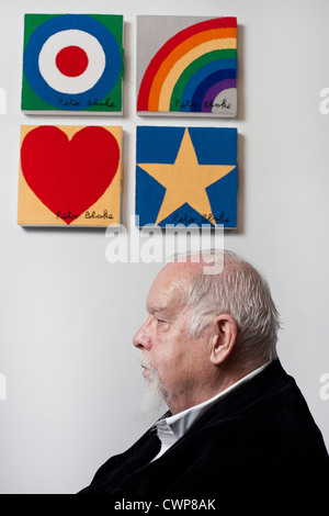 Sir Peter Blake, Künstler, bekannt als der Pate des britischen Pop Art. Gefeiert für das Beatles Sgt. Peppers-cover Stockfoto