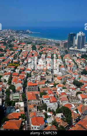 Im Nahen Osten. Israel. Tel Aviv. Luftaufnahme der Stadt und Mittelmeer. Stockfoto