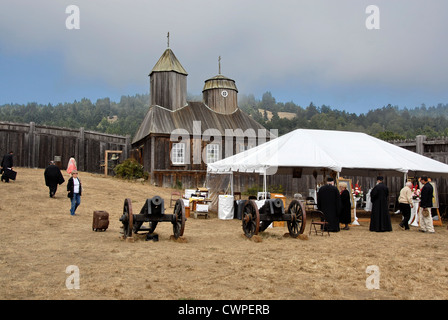 Russische orthodoxe Kirche Bicentennial Feier am Fort Ross State Historic Park in Kalifornien Stockfoto