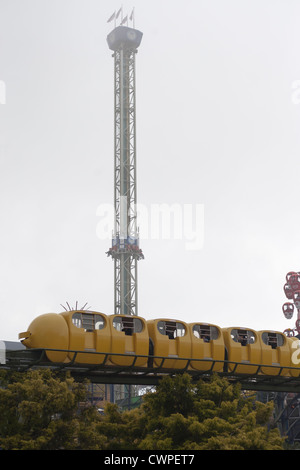 Spaß an der Genting Theme Park in Genting Highlands mit Fahrgeschäften, Restaurants und Hotels in der Nähe von Kuala Lumpur, Malaysia. Stockfoto