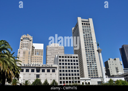 Union Square, Tiffany, Saks Fifth Avenue, downtown, San Francisco; Kalifornien; USA, Stockfoto