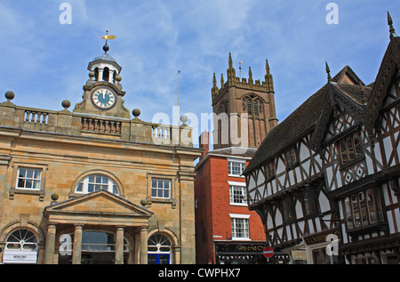 Broad Street und die Stadt Buttermarket Ludlow Shropshire Salop England UK Vereinigtes Königreich EU Europäische Union Europa Stockfoto