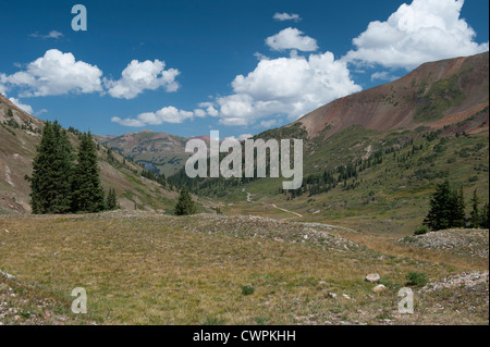 Paradies-Becken, Colorado vom Paradies teilen gesehen. Mount Baldy ist auf der rechten Seite. Stockfoto