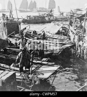 Im Hafen von Hong Kong, China, ca. 1896 Stockfoto