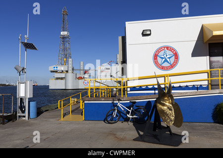 Offshore Drilling Rig Museum am Kai in Galveston, Texas, USA Stockfoto