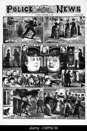 Jack The Ripper, Annie Chapman, The Police News Startseite Berichterstattung das zweite Opfer des viktorianischen Serienmörders in Whitechapel Stockfoto