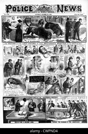 Jack The Ripper, 20. Oktober 1888, The Police News Startseite Berichterstattung bisher von der viktorianischen London Serienmörder Stockfoto