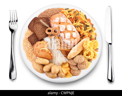 Backwaren auf einem Teller. Weißen Hintergrund. Stockfoto