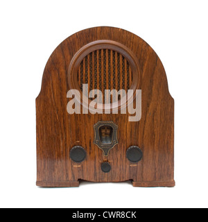 Vintage Radio Gerät über einen weißen Hintergrund Stockfoto