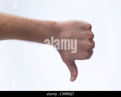 Daumen nach unten, Negative Antwort Nein! Stockfoto