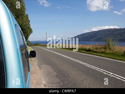geparkt auf der a82 Straße rund um Loch Ness Hochland Schottland, Vereinigtes Königreich Stockfoto