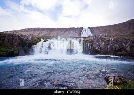 Dynjandi (auch bekannt als Fjallfoss) Wasserfall in Nordisland, Westfjorde-Raum, Europa Stockfoto