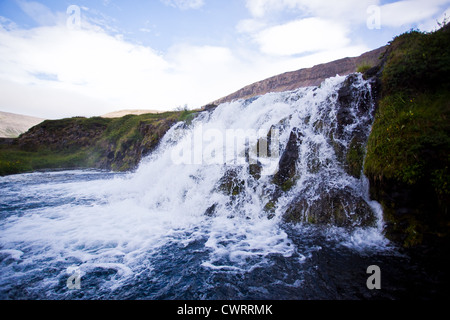 Dynjandi (auch bekannt als Fjallfoss) Wasserfall in Nordisland, Westfjorde-Raum, Europa Stockfoto