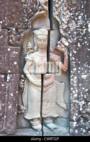 Tempel Details gebrochene Statue Ta Prohm Angkor Kambodscha Asien Stockfoto