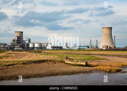 Saltend chemische Werke und Powerstation von Hedon Havon in der Nähe von Paull, East Yorkshire. Stockfoto