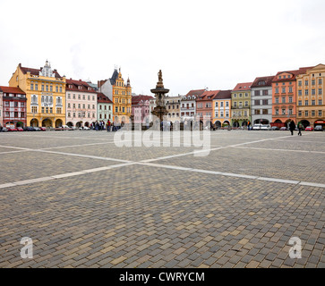 Historischen zentralen Platz von Ceske Budejovice, Heimat des Budweiser Bier, im südlichen Böhmen Region der Tschechischen Republik. Stockfoto