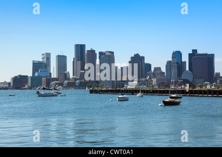 Skyline von Boston aus East Boston, Massachusetts - USA Stockfoto