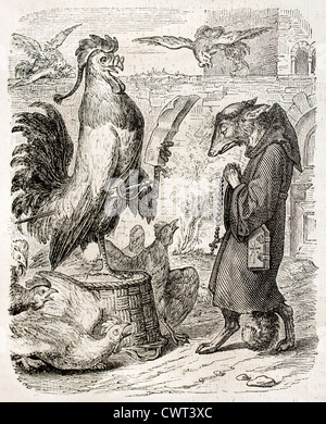 Alte Abbildung Reynecke Fuchs, Goethe Gedicht entnommen Stockfoto