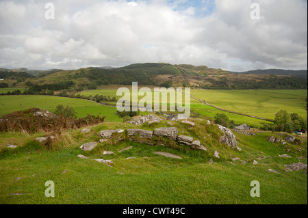 Die Reste einer prähistorischen Mauer auf dem Gipfel des Dunadd Wallburg, Kilmartin Argyll.Scotland.   SCO 8328 Stockfoto