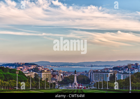 Parque Eduardo VII ist der größte Park befindet sich im Zentrum von Lissabon, Verlängerung der Hauptstraße Avenida da Liberdade. Stockfoto