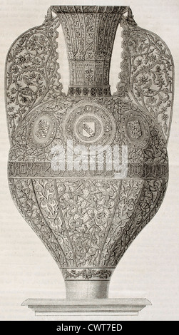 Alte Darstellung der Alhambra Porzellanvase Stockfoto