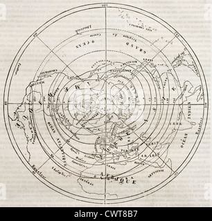 Boreal Hemisphäre Isotherme Höhenlinien Stockfoto