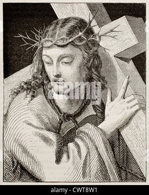 Jesus das Kreuz zu tragen Stockfoto