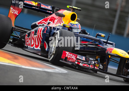VALENCIA, Spanien - 22 Juni: Mark Webber in der Formel 1 Grand Prix von Europa, Valencia Street Circuit. Spanien am 22. Juni 2012 Stockfoto