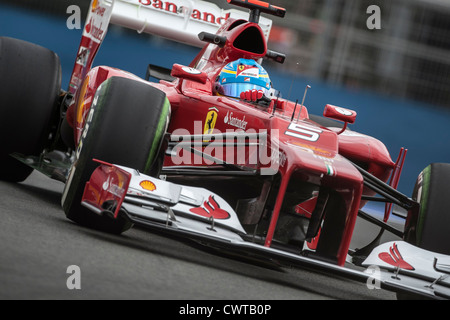 VALENCIA, Spanien - 22 Juni: Fernando Alonso in der Formel 1 Grand Prix von Europa, Valencia Street Circuit. Spanien am 22 Juni 201 Stockfoto