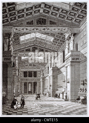 Walhalla Tempel Interieur, alte illustration Stockfoto