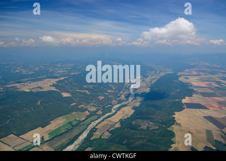 Luftaufnahme des Val d'Asse in der Nähe von Brunet, Plateau de Valensole, Alpes de Haute Provence, Frankreich Stockfoto