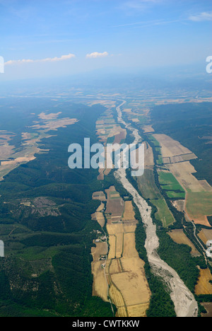 Luftaufnahme des Val d'Asse in der Nähe von Brunet, Plateau de Valensole, Alpes de Haute Provence, Frankreich Stockfoto